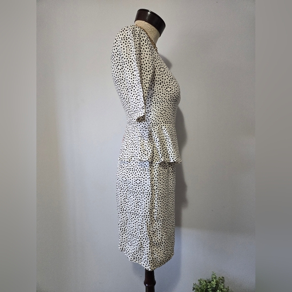 Ella Moss Polka Dot Peplum White And Black Dress. Size XS - Picture 5 of 12